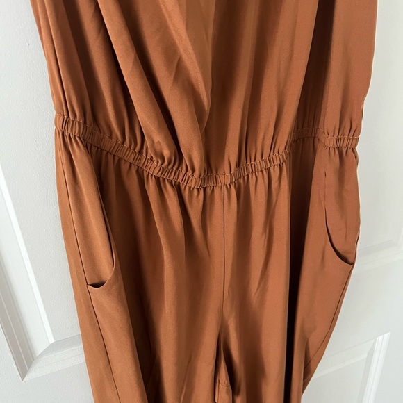 NWT Ramy Brook Lulu Copper Silk One Shoulder Jumpsuit size Large L $465 - Picture 2 of 4